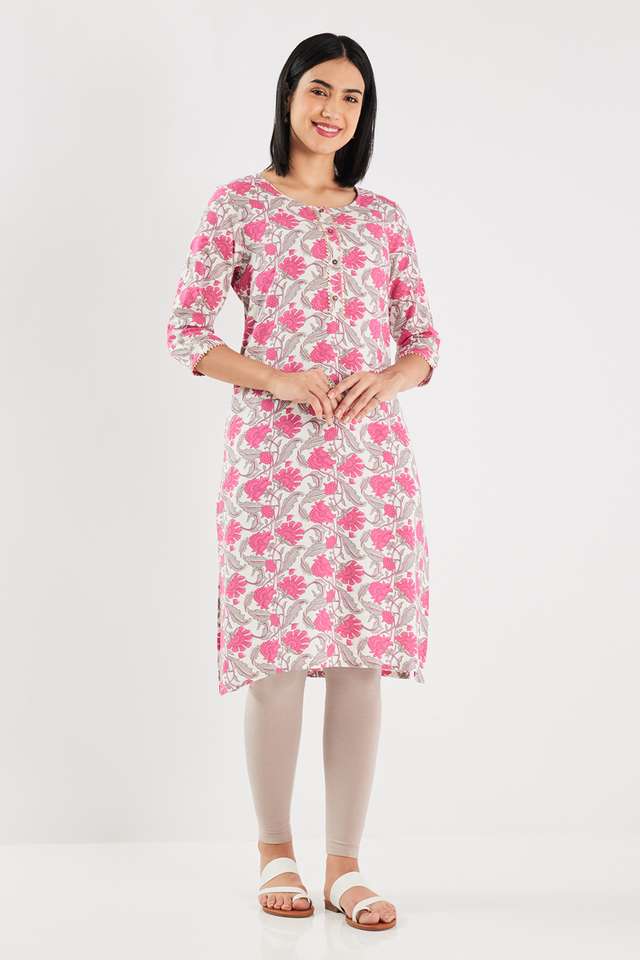 Printed-Rayon-Round-Neck-Women-s-Casual-Wear-Kurta