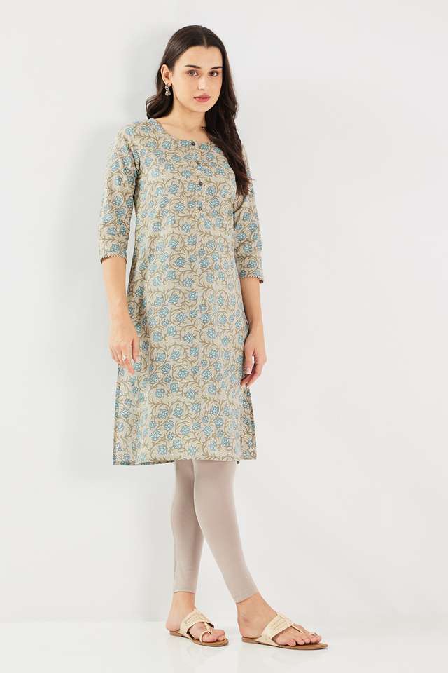 Printed-Cotton-Round-Neck-Women-s-Casual-Wear-Kurta