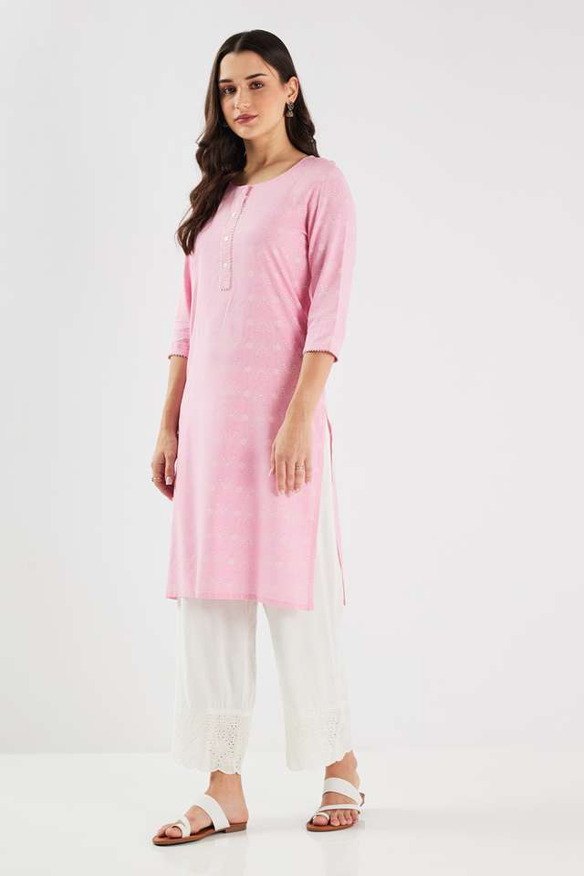 Printed-Rayon-Round-Neck-Women-s-Casual-Wear-Kurta