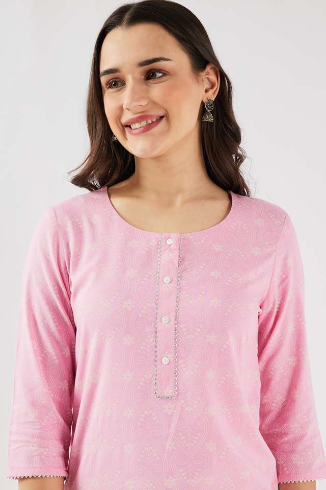 Printed-Rayon-Round-Neck-Women-s-Casual-Wear-Kurta