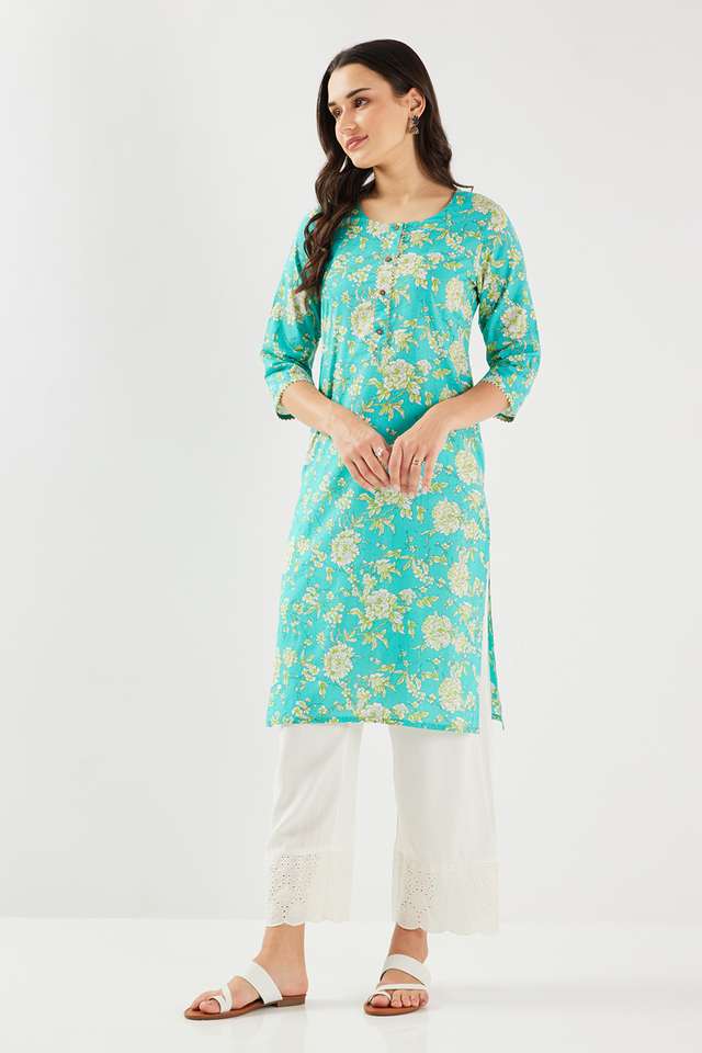 Printed-Cotton-Round-Neck-Women-s-Casual-Wear-Kurta