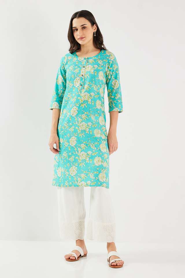 Printed-Cotton-Round-Neck-Women-s-Casual-Wear-Kurta