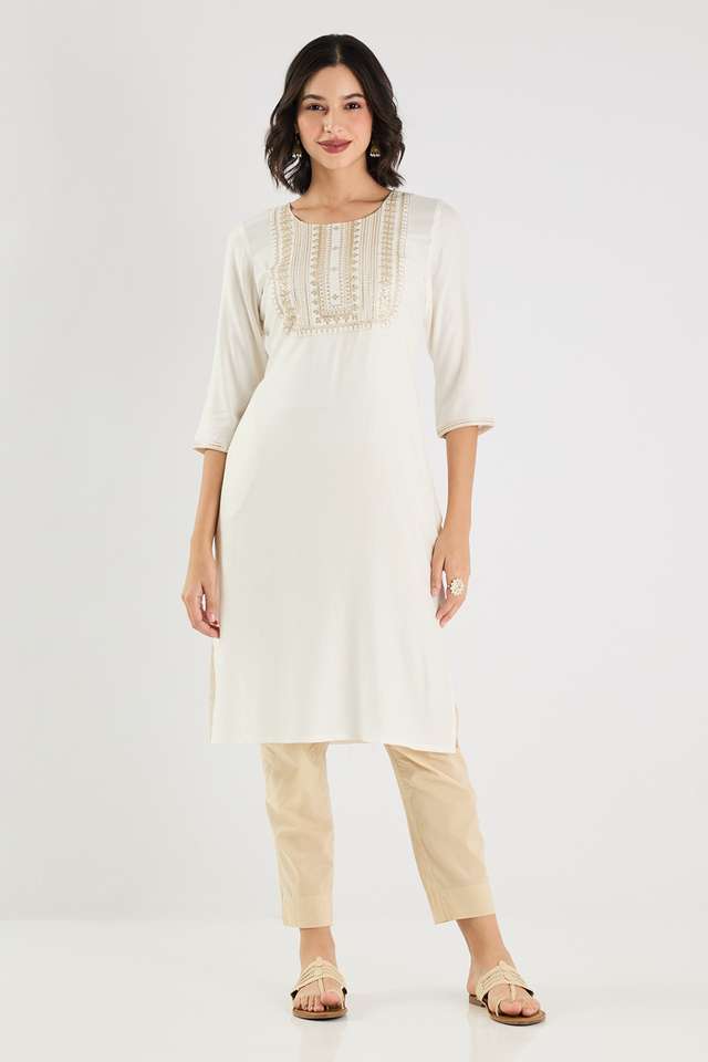 Embroidered-Rayon-Round-Neck-Women-s-Kurta