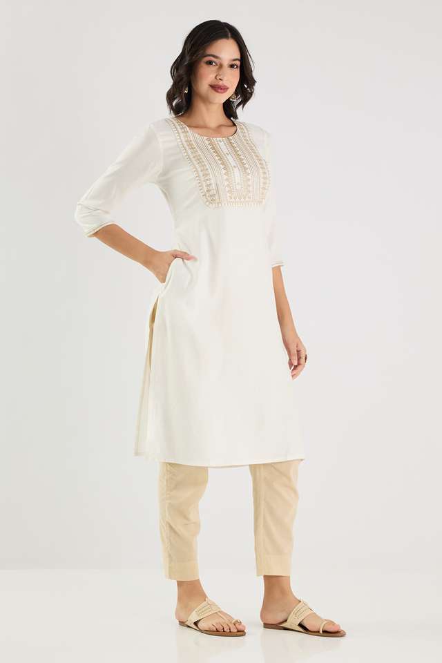Embroidered-Rayon-Round-Neck-Women-s-Kurta