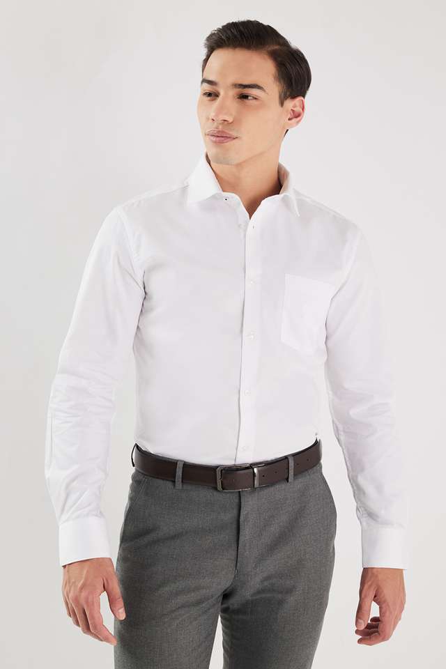 Solid-Cotton-Blend-Relaxed-Fit-Men-s-Formal-Wear-Shirt