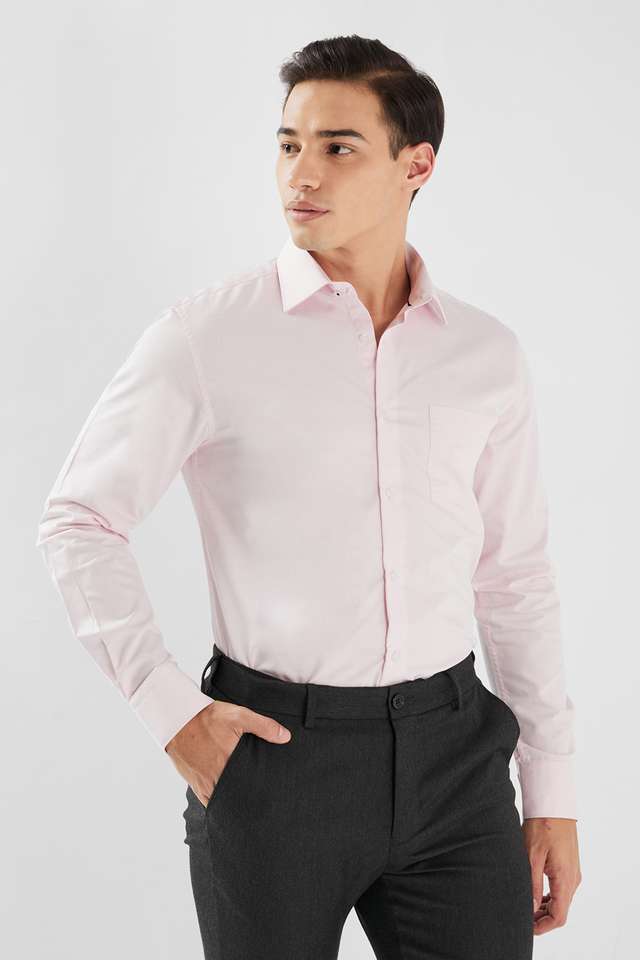 Solid-Cotton-Blend-Relaxed-Fit-Men-s-Formal-Wear-Shirt