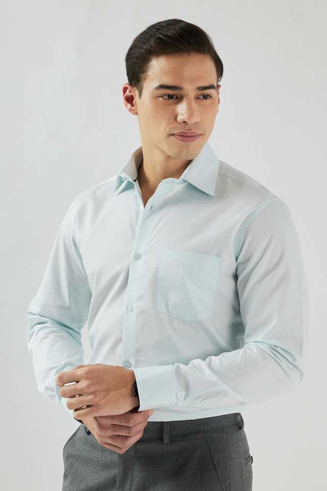 Solid-Cotton-Blend-Relaxed-Fit-Men-s-Formal-Wear-Shirt
