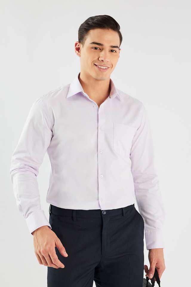 Solid-Cotton-Blend-Relaxed-Fit-Men-s-Formal-Wear-Shirt