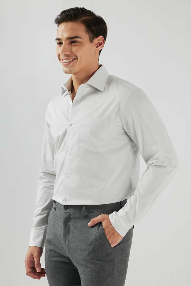 Solid-Cotton-Blend-Relaxed-Fit-Men-s-Formal-Wear-Shirt