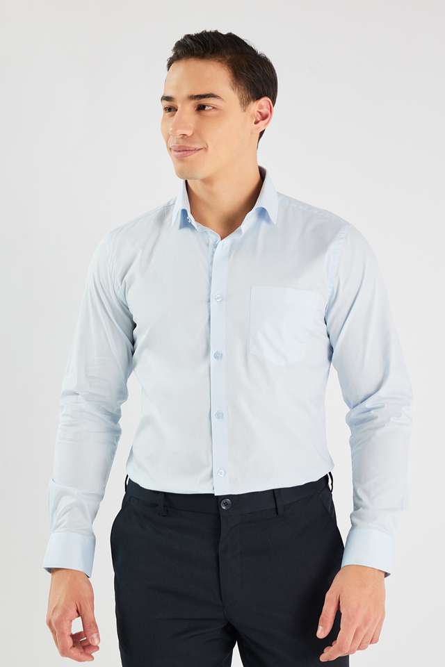 Solid-Cotton-Blend-I-Fit-Men-s-Formal-Wear-Shirt