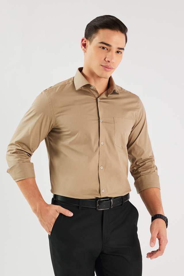 Solid-Cotton-Blend-I-Fit-Men-s-Formal-Wear-Shirt