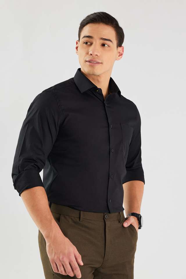 Solid-Poplin-Stretch-I-Fit-Men-s-Formal-Wear-Shirt