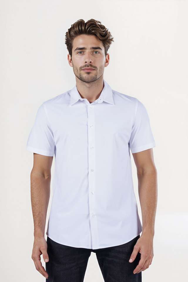Solid-Polyester-Blend-Slim-Fit-Men-s-Casual-Wear-Shirt