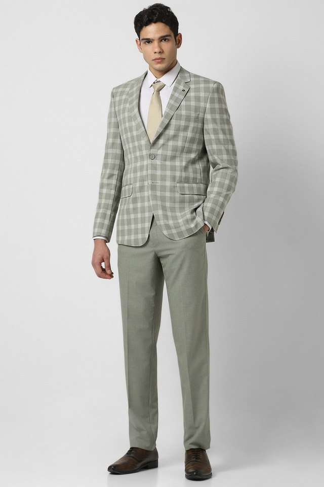 Checks-Blended-Fabric-Slim-Fit-Men-s-Formal-Wear-Suit