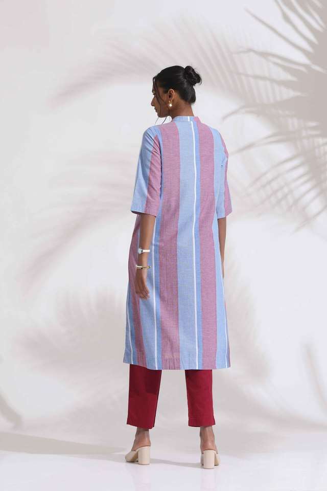 Stripes-Cotton-Regular-Fit-Women-s-Kurta-Set