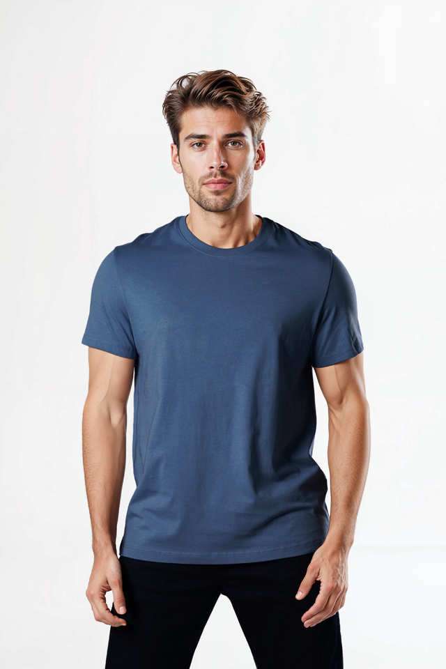 Solid-Cotton-Round-Neck-Men-s-T-Shirt
