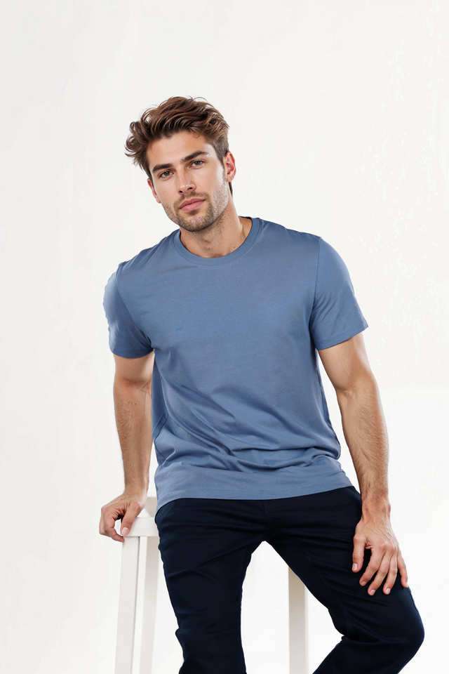 Solid-Cotton-Round-Neck-Men-s-T-Shirt