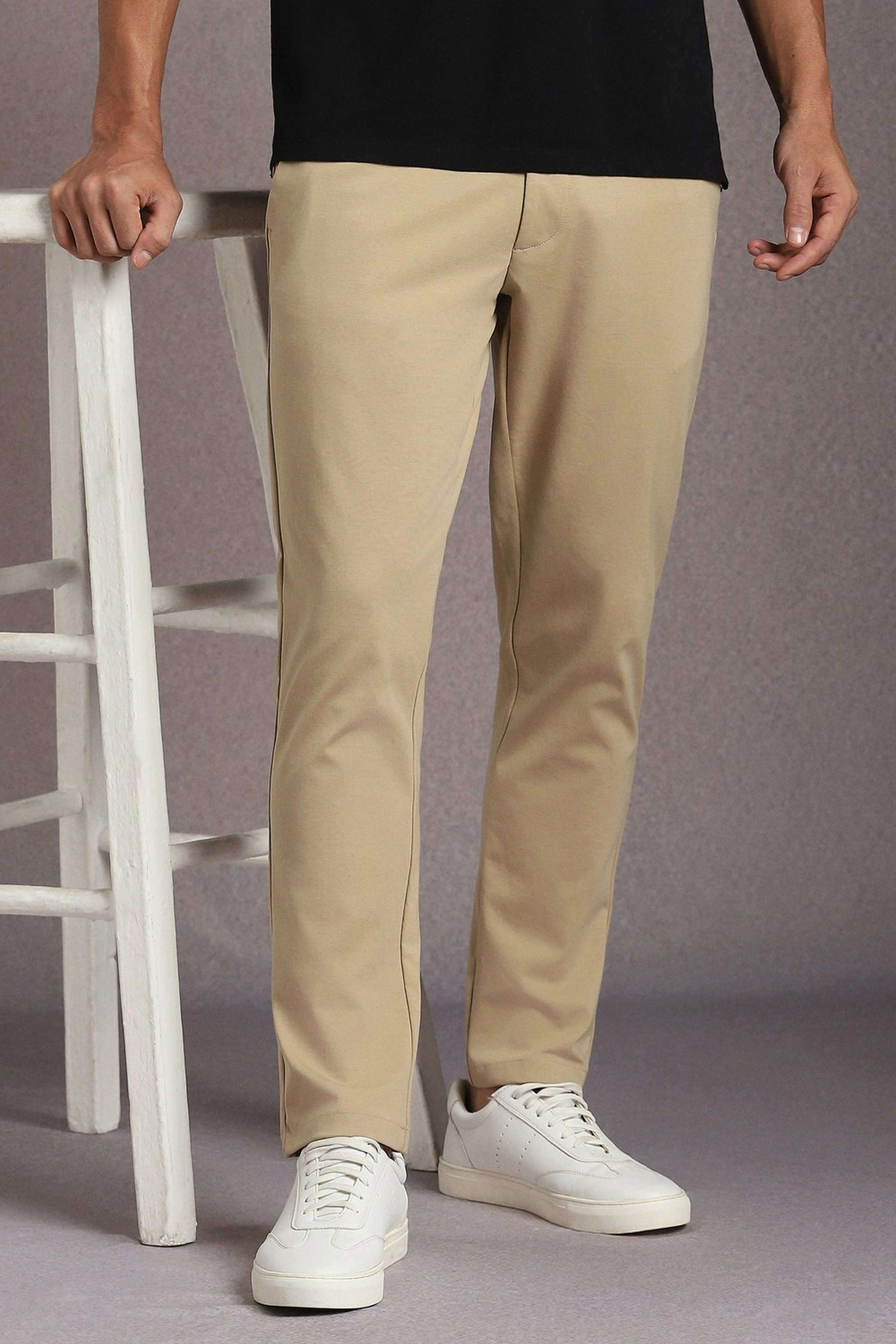 Solid-Cotton-Nylon-Regular-Fit-Men-s-Formal-Wear-Trousers