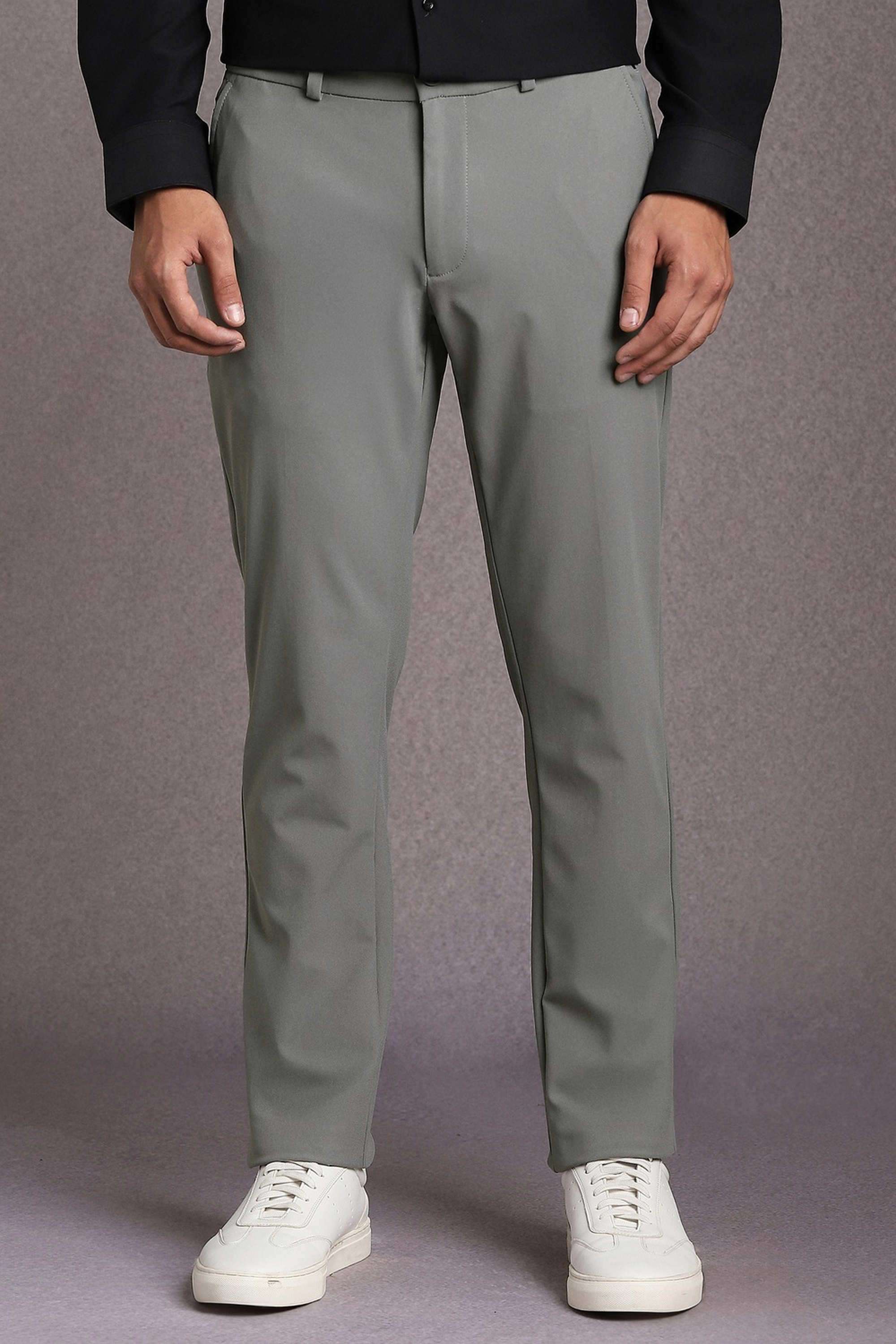 Solid-Polyester-Regular-Fit-Men-s-Formal-Wear-Trousers