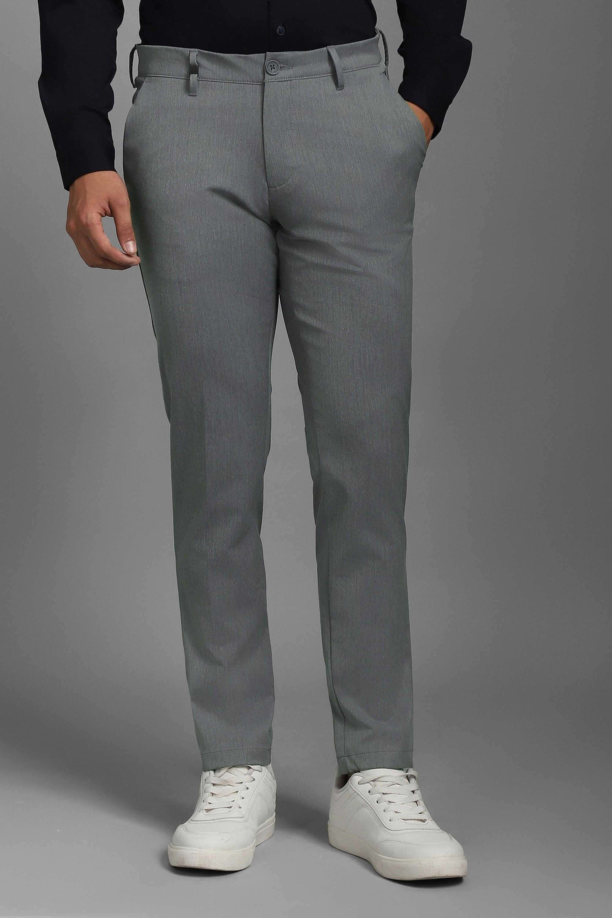 Solid-Polyester-Viscose-Tapered-Fit-Men-s-Formal-Wear-Trousers