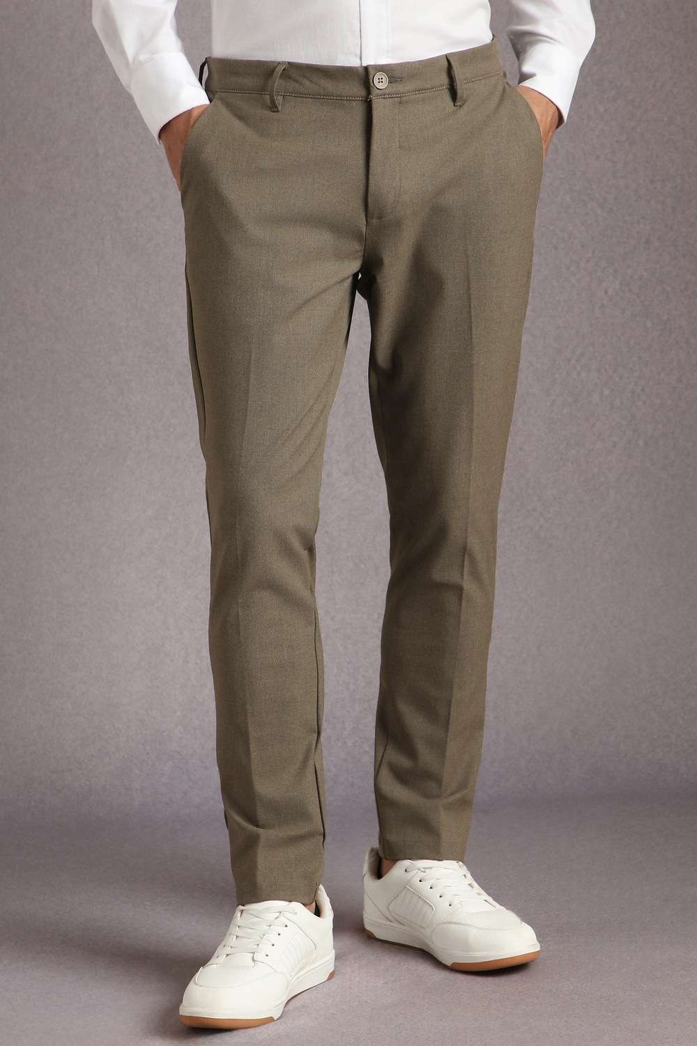 Solid-Blended-Fabric-Compression-Fit-Men-s-Trousers