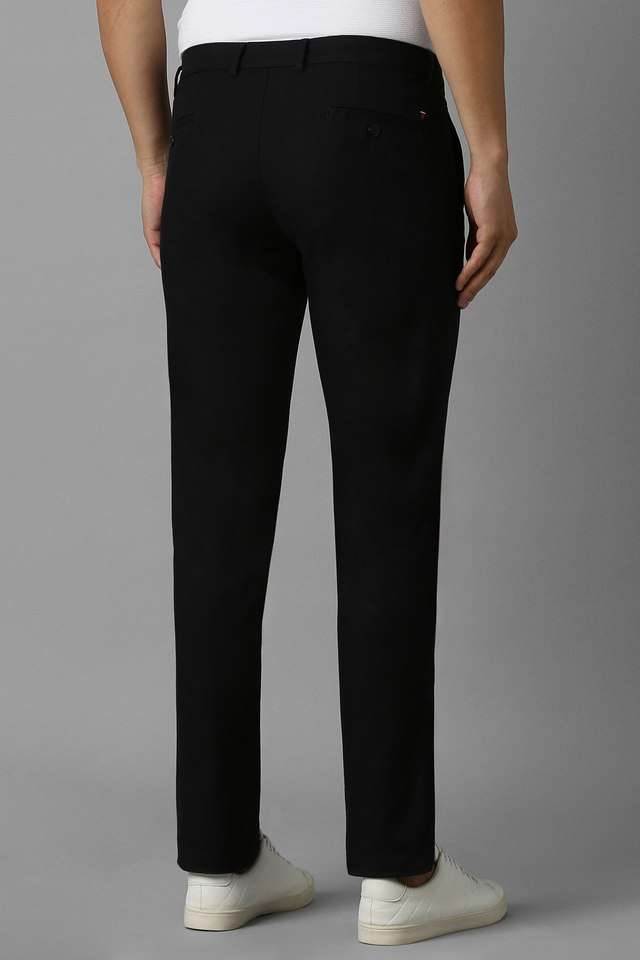 Solid-Cotton-Blend-Tapered-Fit-Men-s-Casual-Wear-Trousers