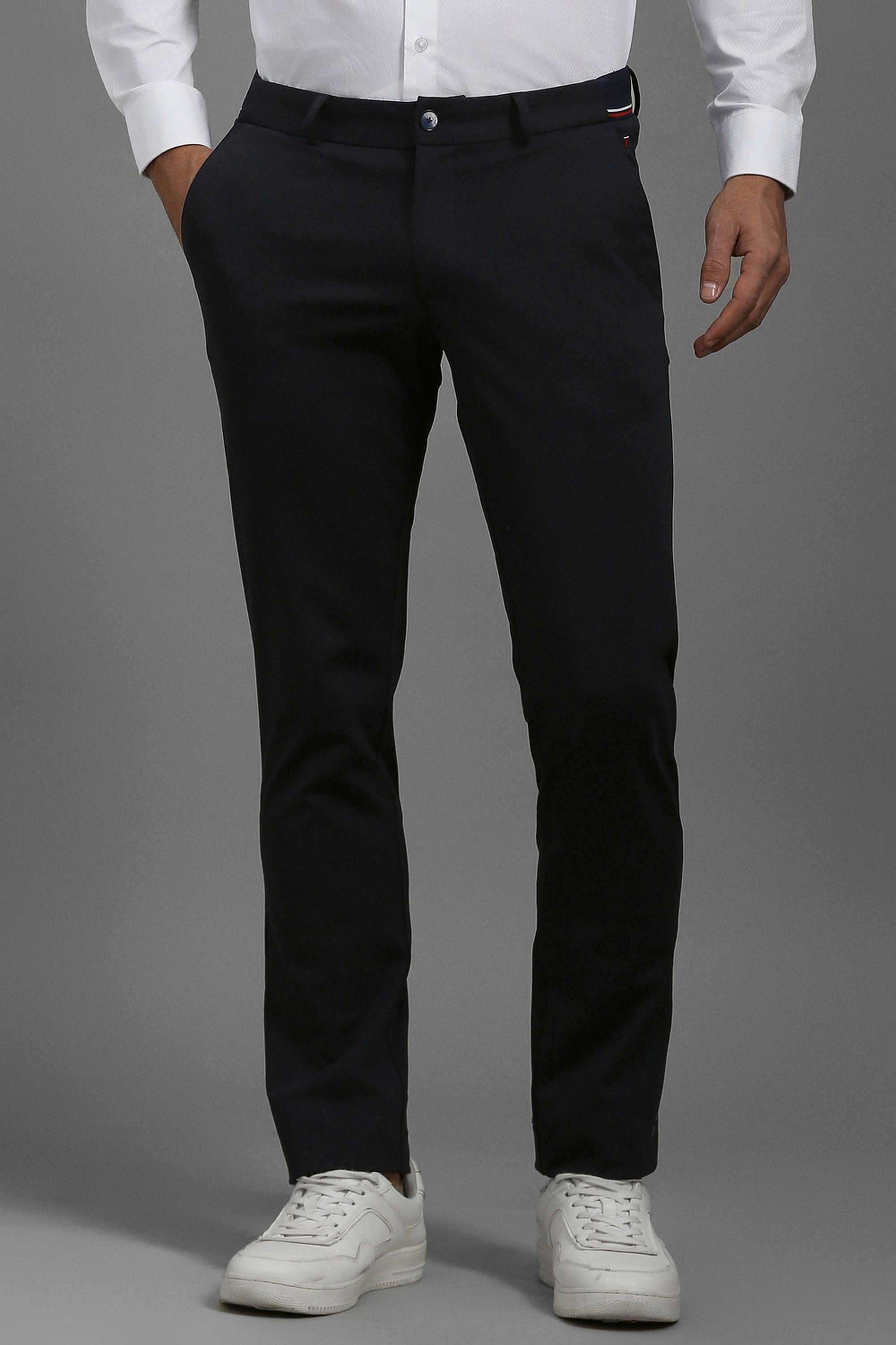 Solid-Cotton-Nylon-Tapered-Fit-Men-s-Casual-Wear-Trousers