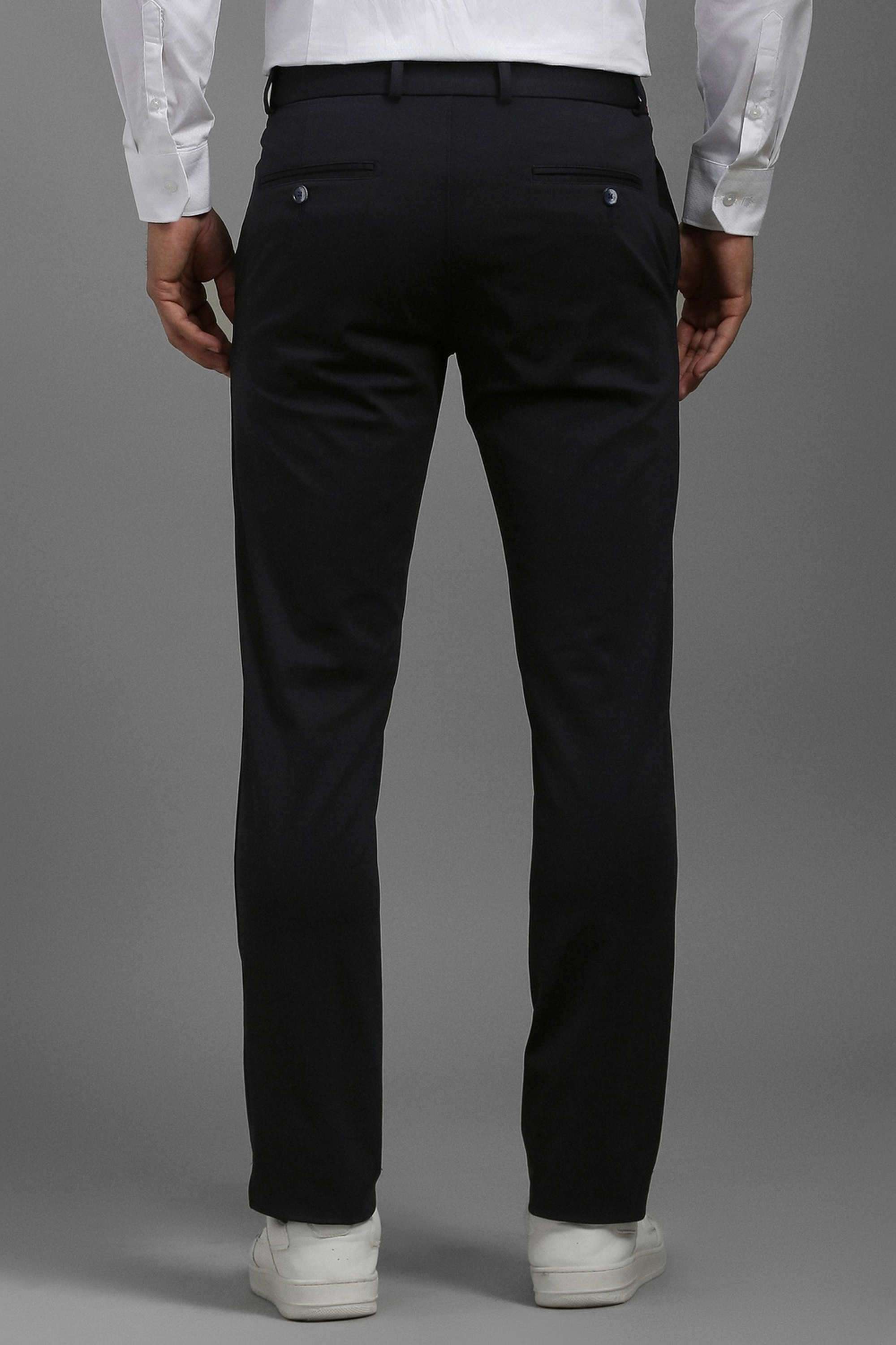 Solid-Cotton-Nylon-Tapered-Fit-Men-s-Casual-Wear-Trousers
