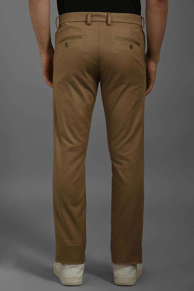 Solid-Cotton-Blend-Tapered-Fit-Men-s-Casual-Trousers
