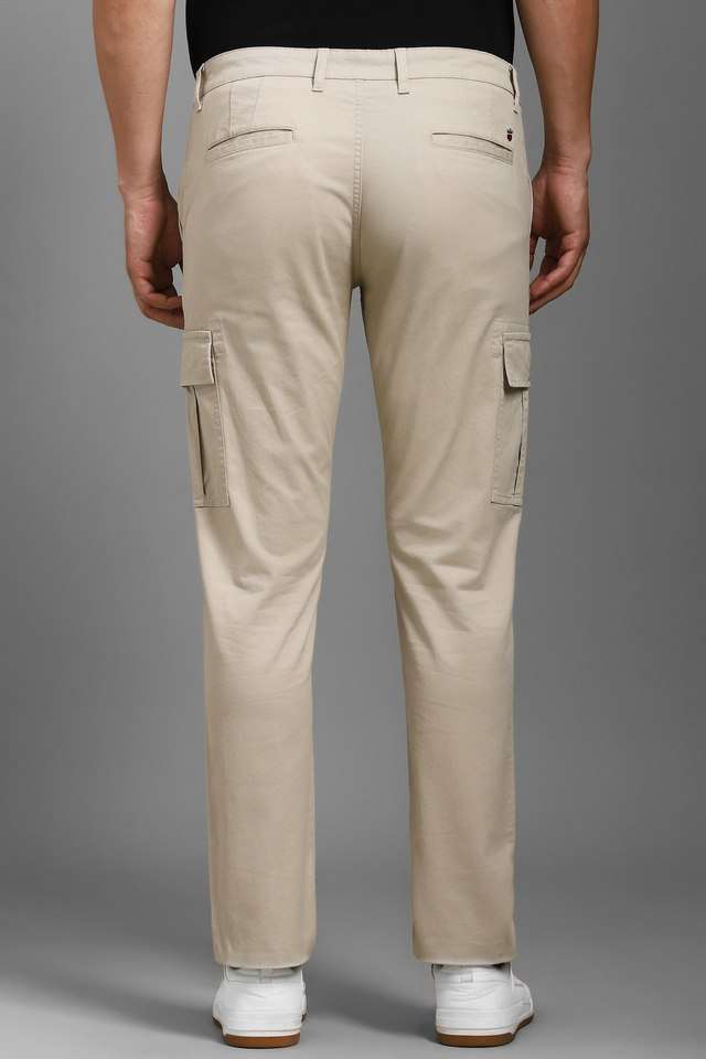 Solid-Cotton-Blend-Tapered-Fit-Men-s-Casual-Wear-Trousers