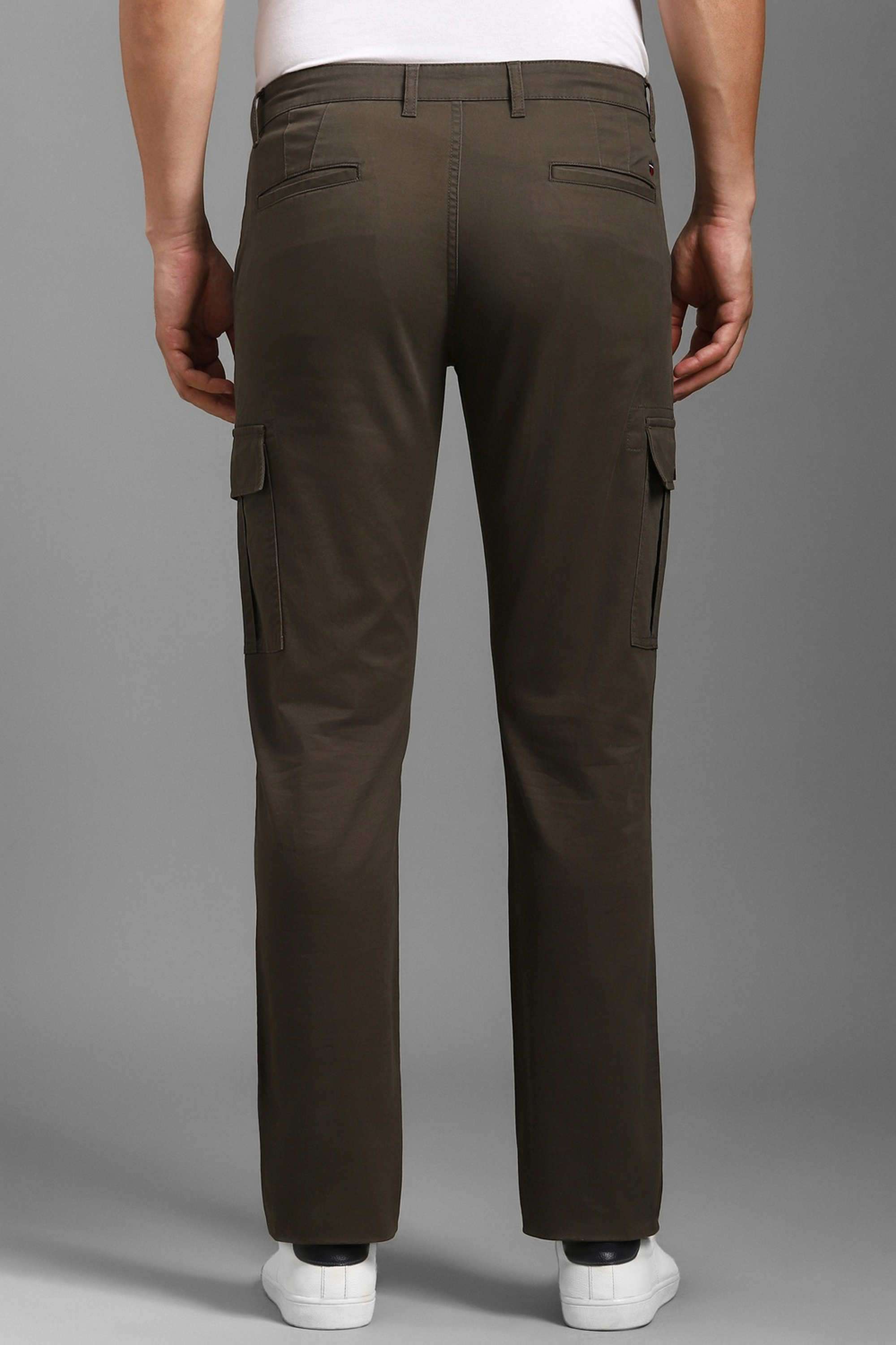 Solid-Cotton-Blend-Tapered-Fit-Men-s-Casual-Wear-Trousers