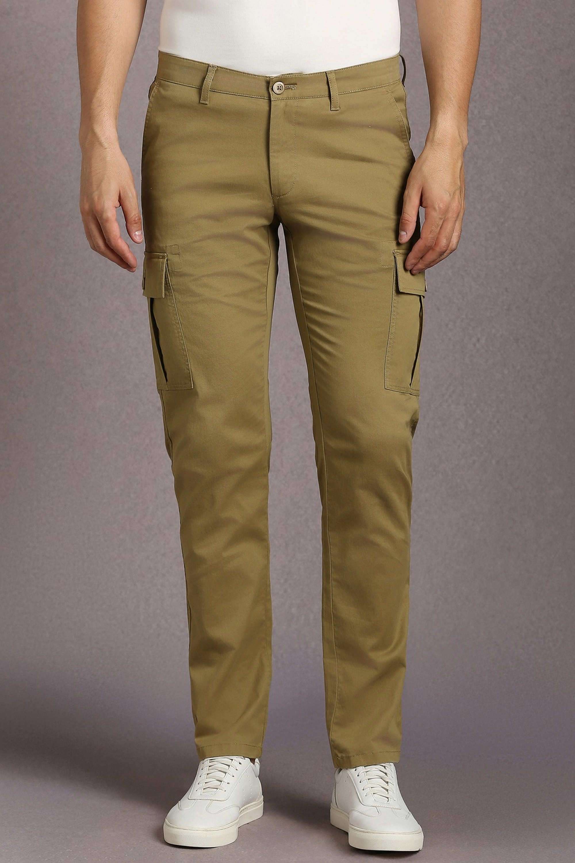 Solid-Cotton-Blend-Slim-Fit-Men-s-Casual-Wear-Trousers