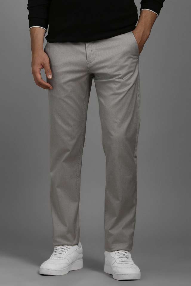 Solid-Cotton-Blend-Tapered-Fit-Men-s-Casual-Wear-Trousers