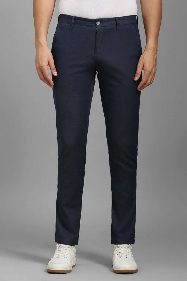 Solid-Cotton-Blend-Tapered-Fit-Men-s-Casual-Wear-Trousers