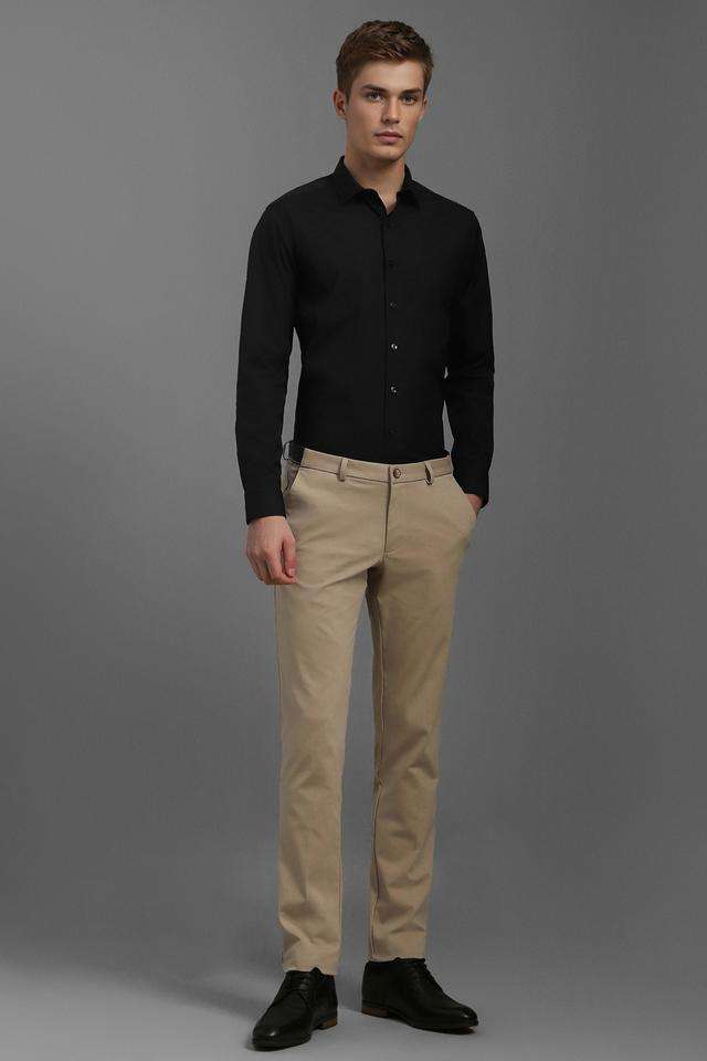 Solid-Cotton-Tapered-Fit-Men-s-Casual-Trousers
