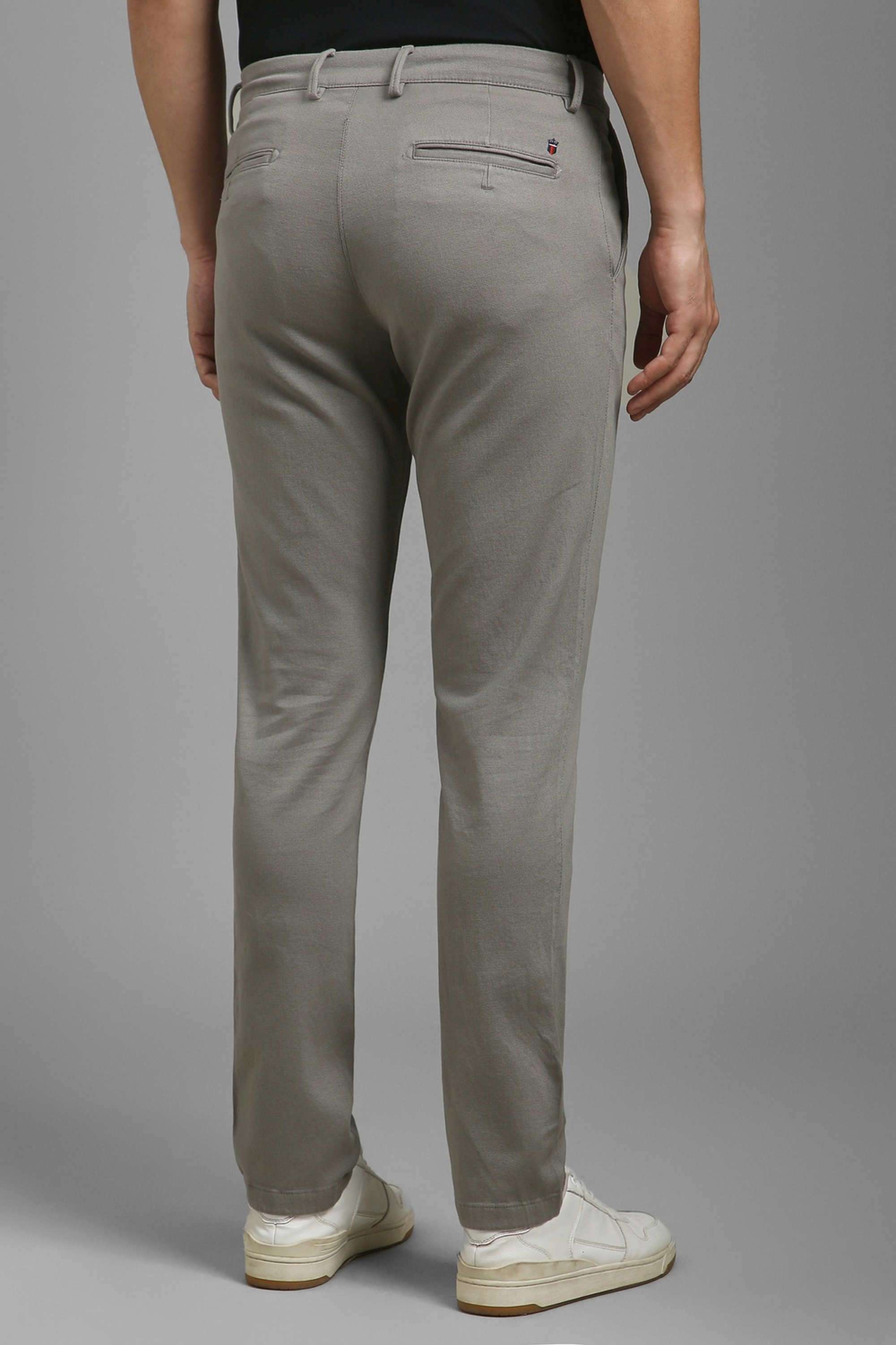 Solid-Cotton-Blend-Tapered-Fit-Men-s-Casual-Wear-Trousers