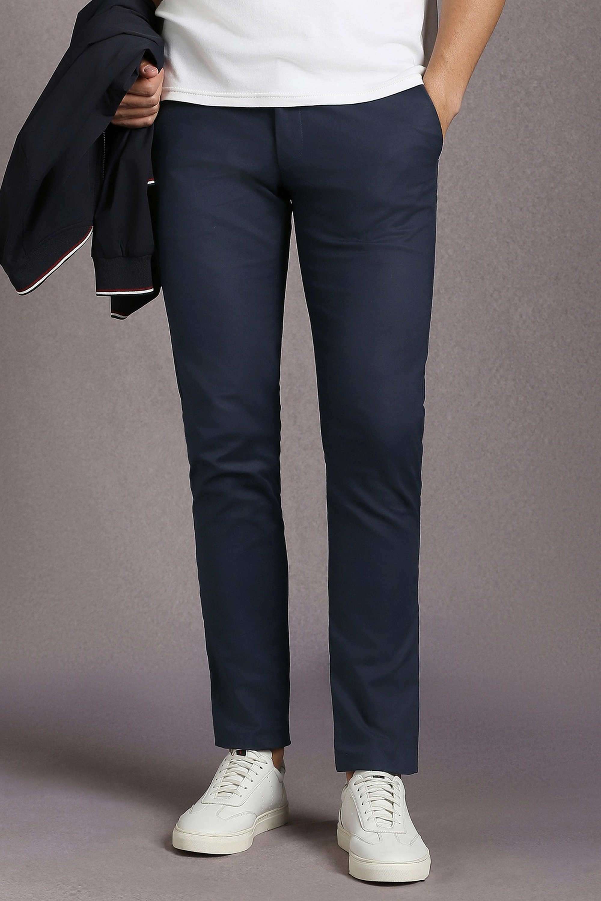 Solid-Cotton-Blend-Slim-Fit-Men-s-Casual-Wear-Trousers