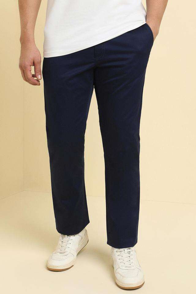Solid-Cotton-Blend-Regular-Fit-Men-s-Formal-Wear-Trousers