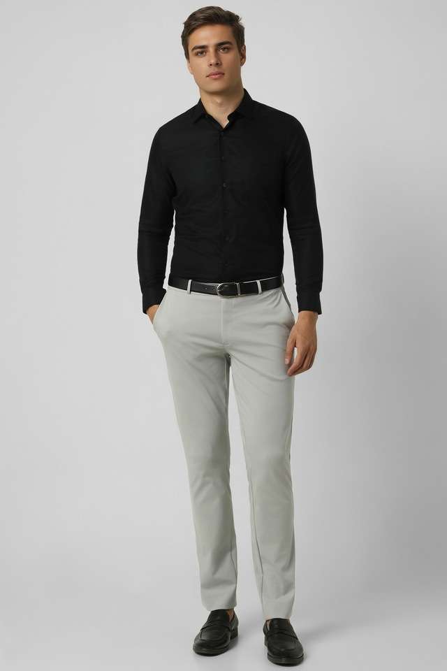Solid-Blended-Fabric-Skinny-Fit-Men-s-Formal-Wear-Trousers