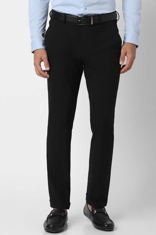 Solid-Blended-Fabric-Skinny-Fit-Men-s-Formal-Wear-Trousers