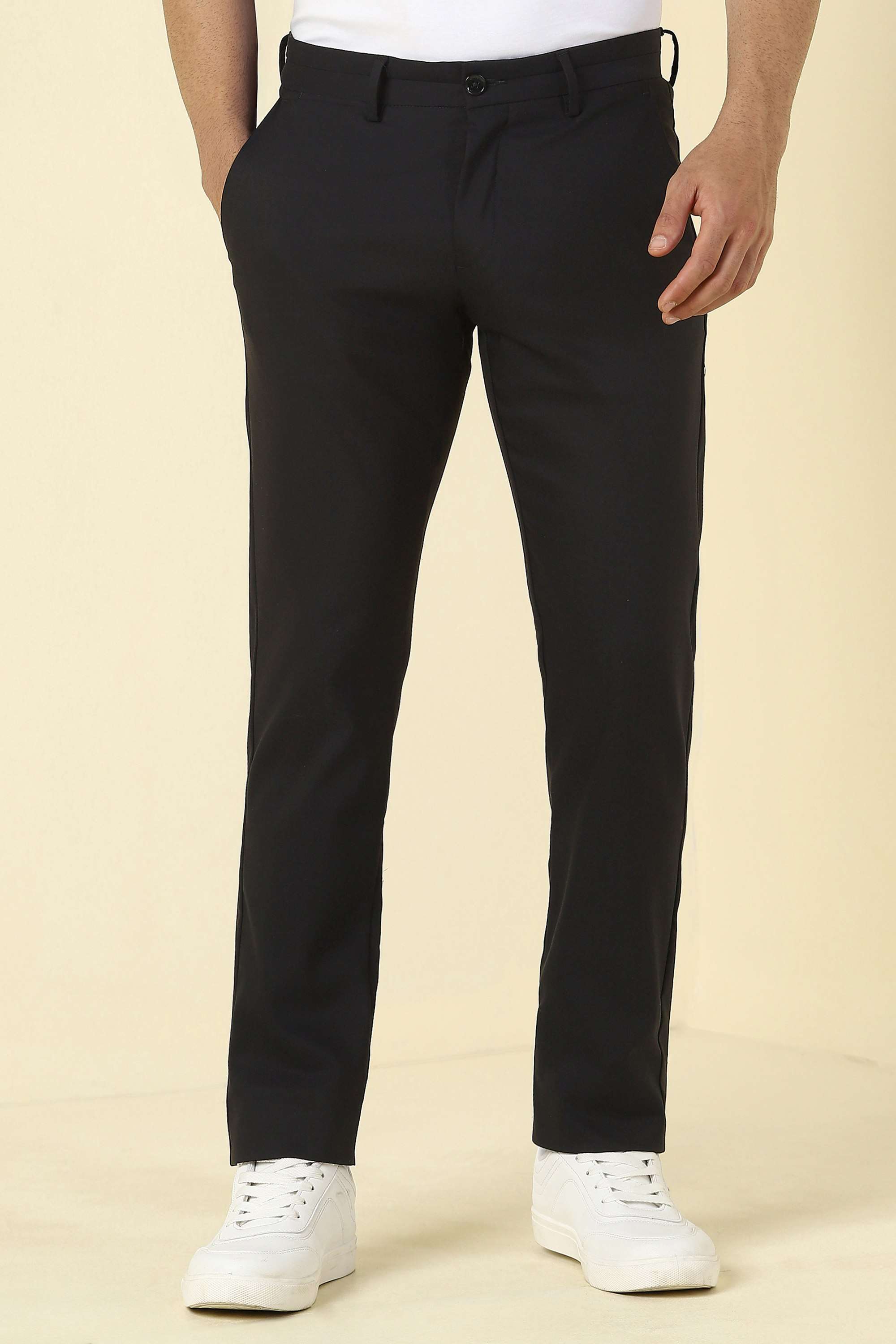 Solid-Cotton-Nylon-Slim-Fit-Men-s-Trousers