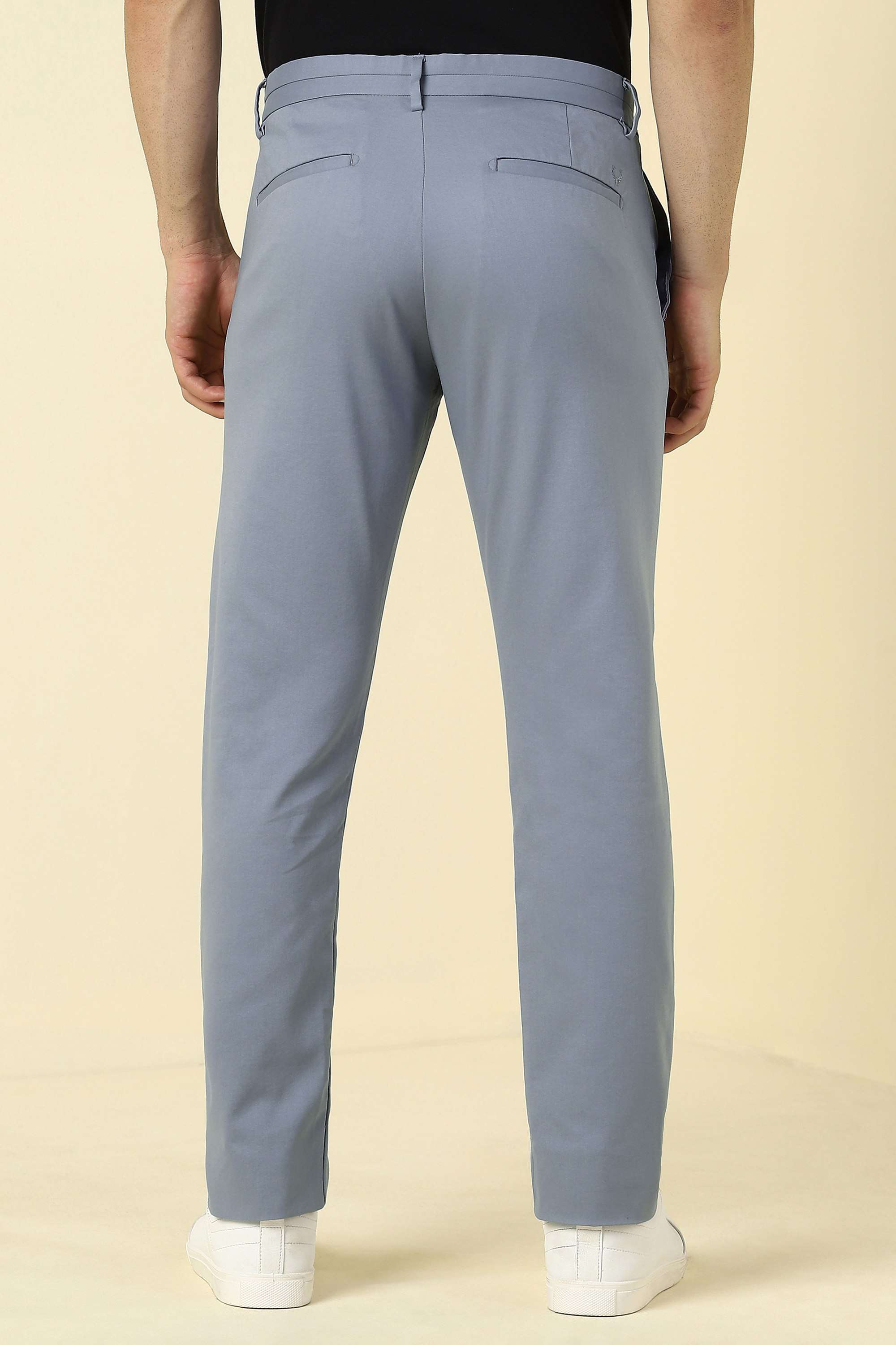 Solid-Cotton-Nylon-Slim-Fit-Men-s-Trousers