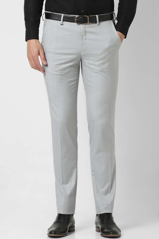 Checks-Blended-Fabric-Slim-Fit-Men-s-Formal-Wear-Trousers