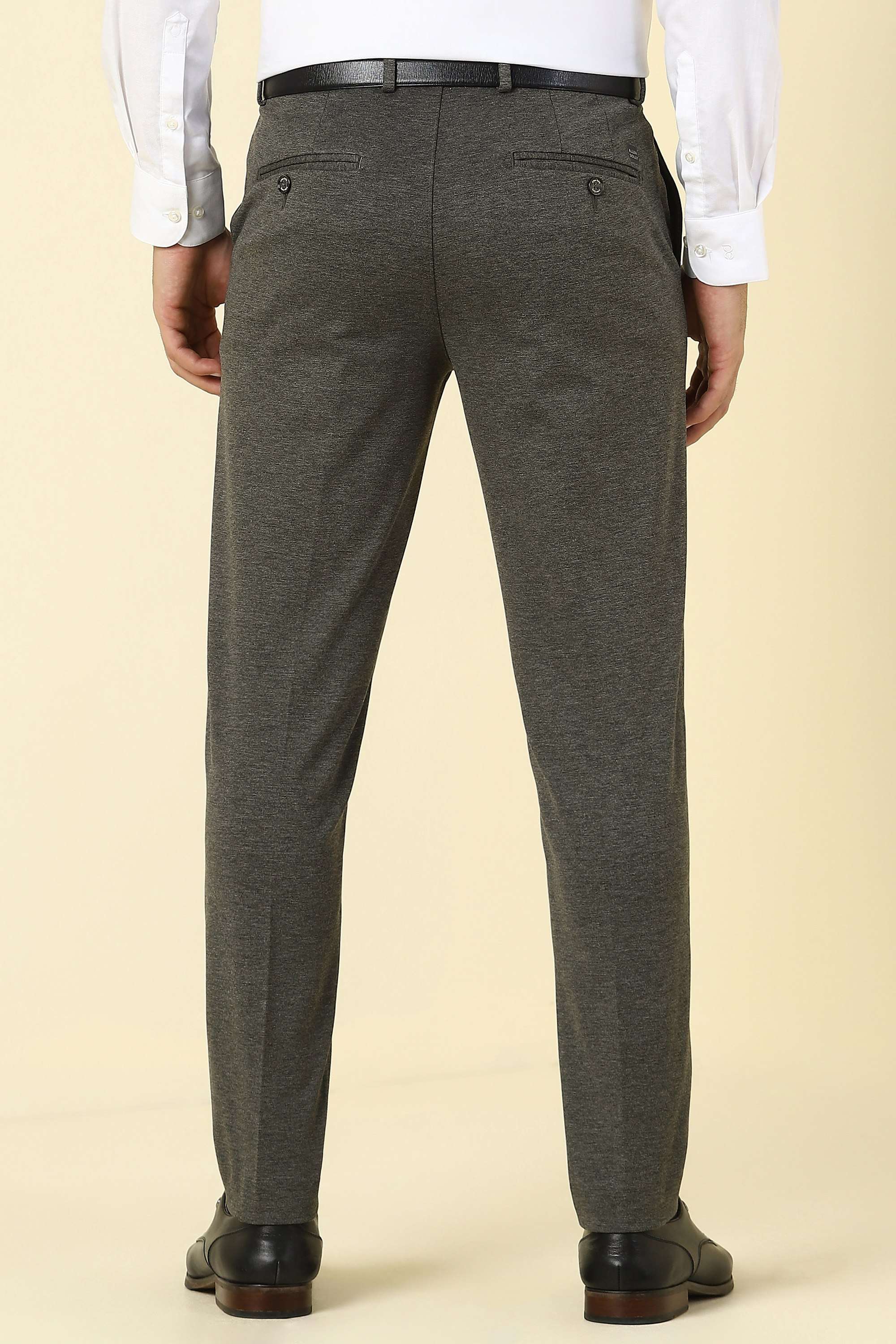 Solid-Polyester-Viscose-Regular-Fit-Men-s-Trousers
