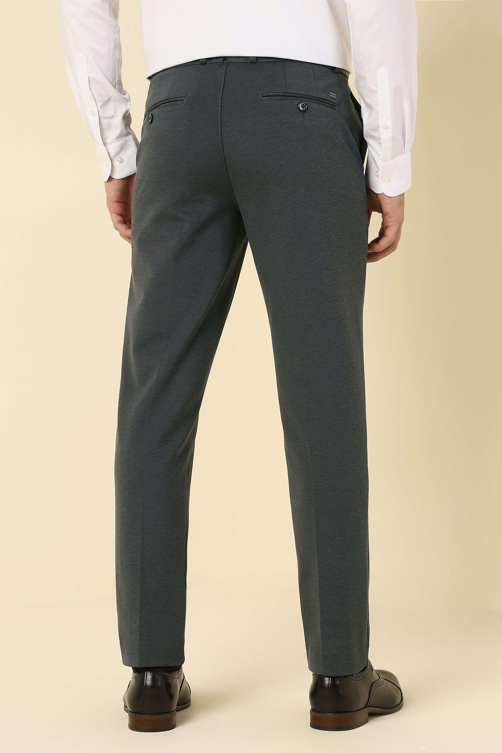 Solid-Polyester-Viscose-Regular-Fit-Men-s-Trousers