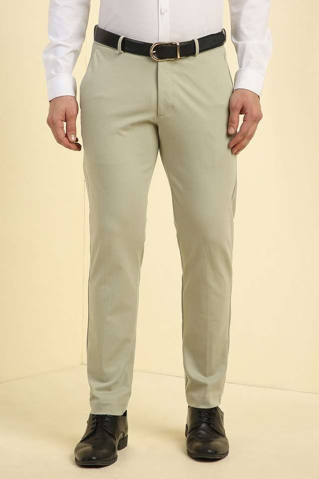 Solid-Cotton-Nylon-Regular-Fit-Men-s-Formal-Wear-Trousers