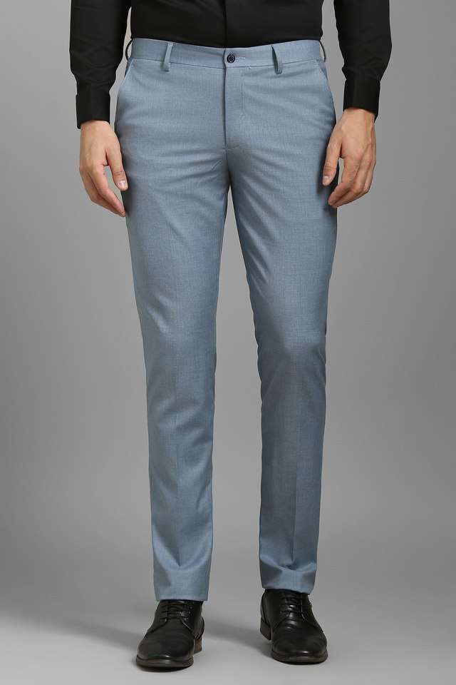 Solid-Blended-Fabric-Tapered-Fit-Men-s-Formal-Wear-Trousers