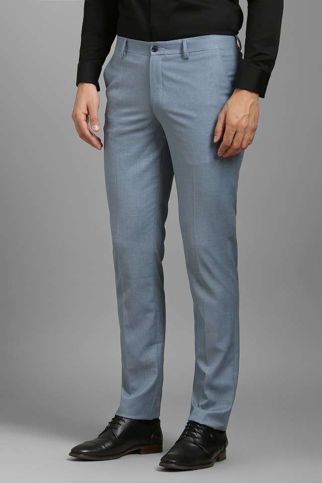 Solid-Blended-Fabric-Tapered-Fit-Men-s-Formal-Wear-Trousers
