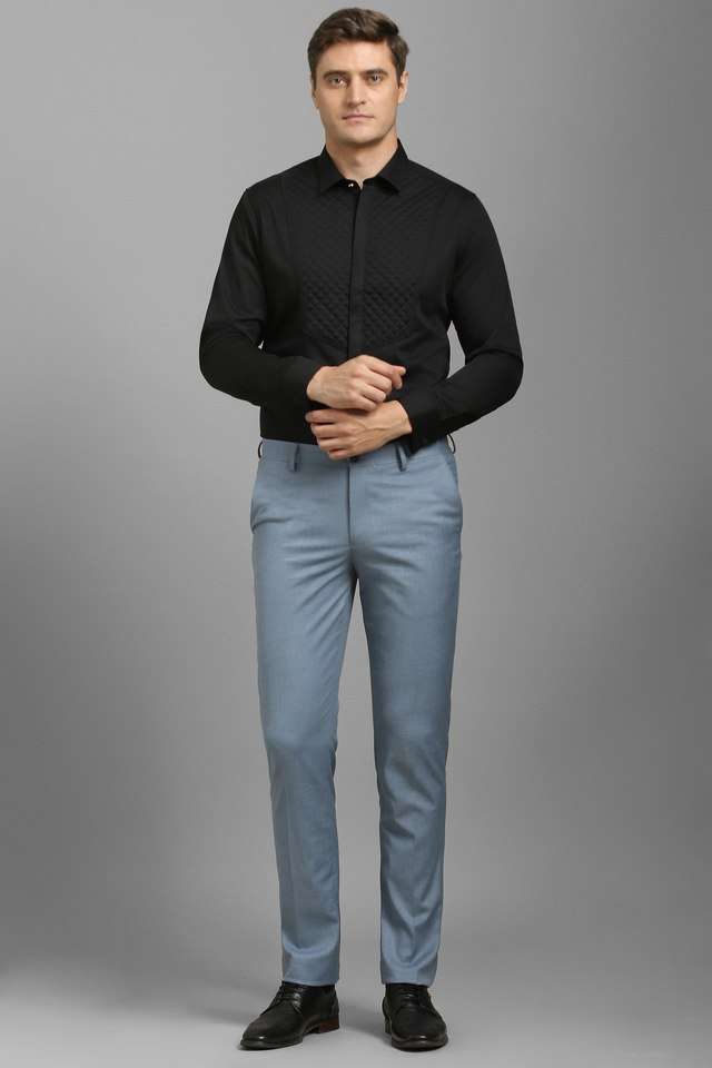 Solid-Blended-Fabric-Tapered-Fit-Men-s-Formal-Wear-Trousers