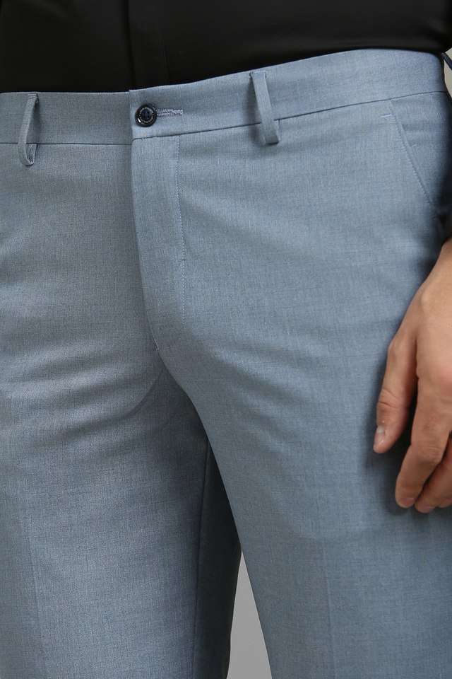 Solid-Blended-Fabric-Tapered-Fit-Men-s-Formal-Wear-Trousers
